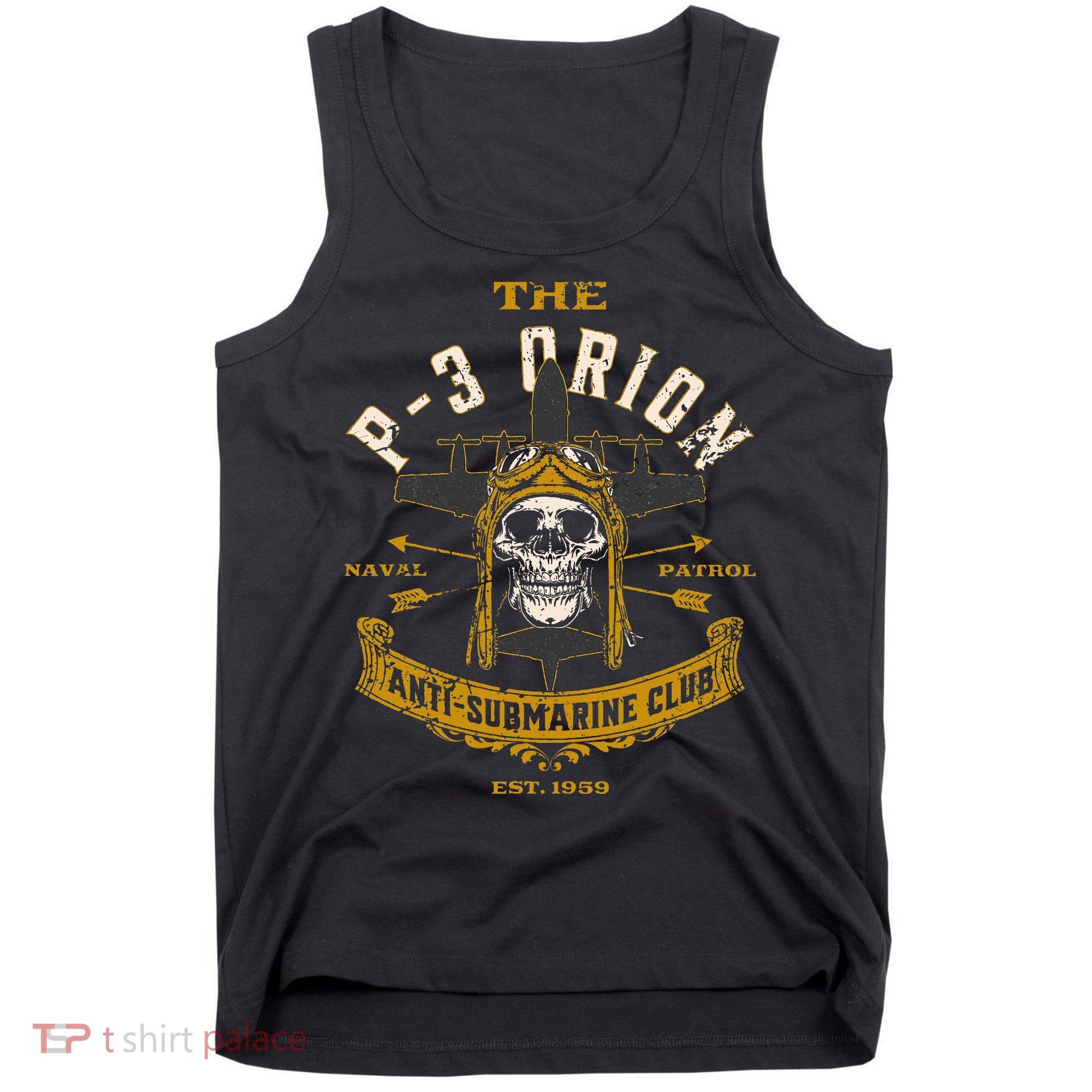 P 3 Orion Anti Submarine Aircraft Skull Distressed Tank Top