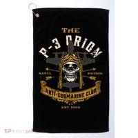 P 3 Orion Anti Submarine Aircraft Skull Distressed Golf Towel thumb 0