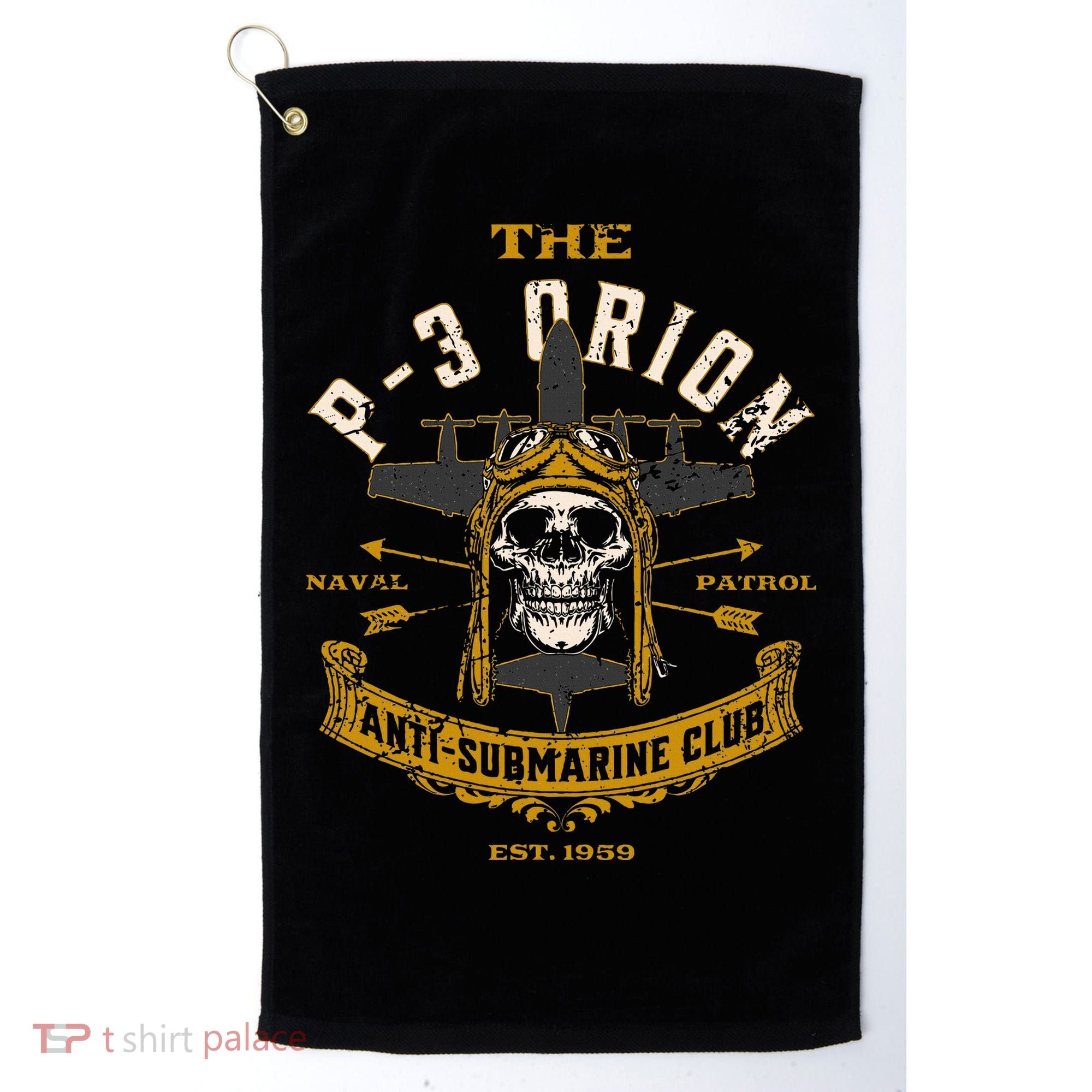 P 3 Orion Anti Submarine Aircraft Skull Distressed Golf Towel