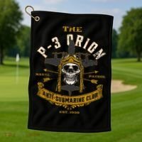 P 3 Orion Anti Submarine Aircraft Skull Distressed Golf Towel thumb 1