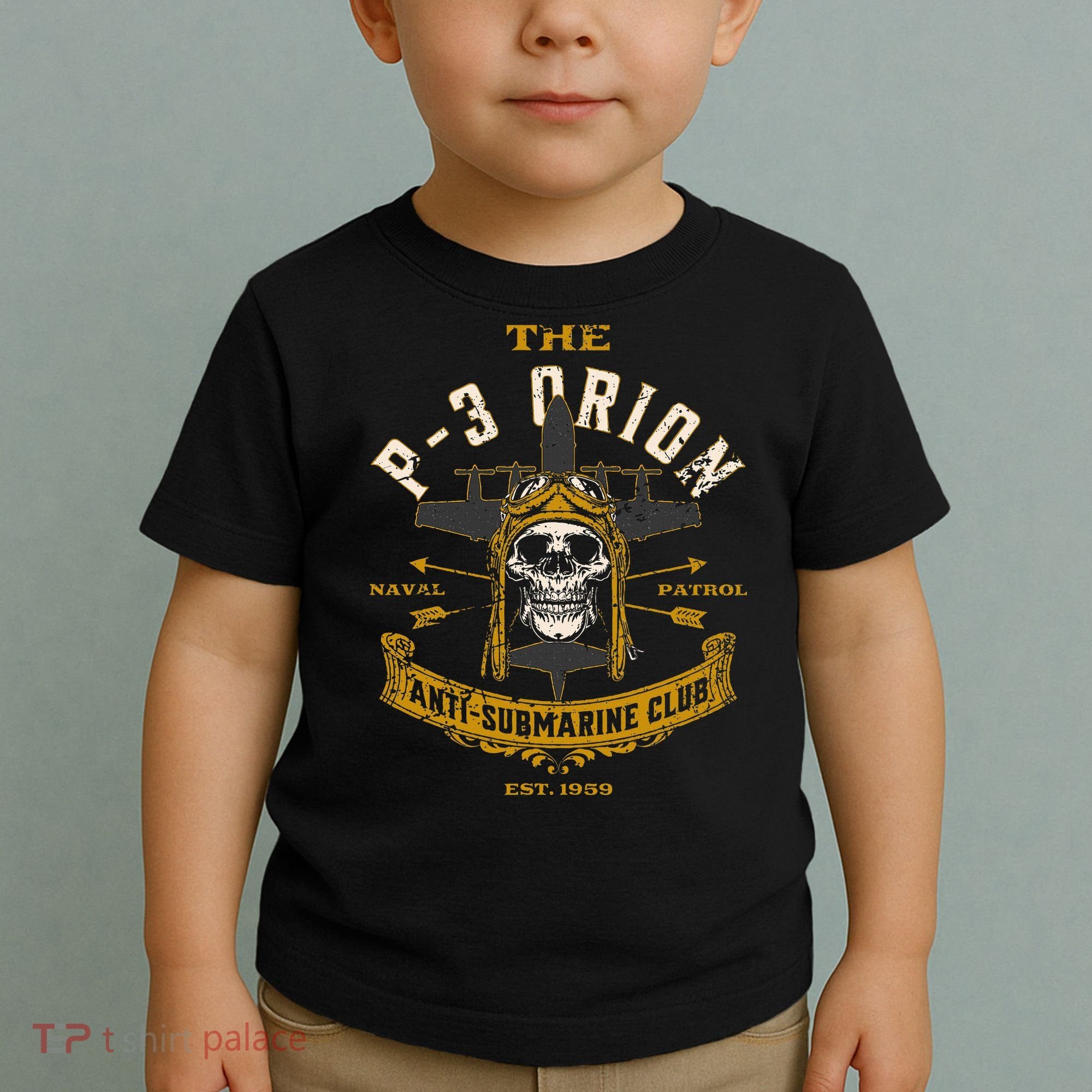 P 3 Orion Anti Submarine Aircraft Skull Distressed Toddler T-Shirt