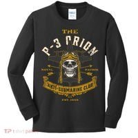 P 3 Orion Anti Submarine Aircraft Skull Distressed Kids Long Sleeve Shirt thumb 0