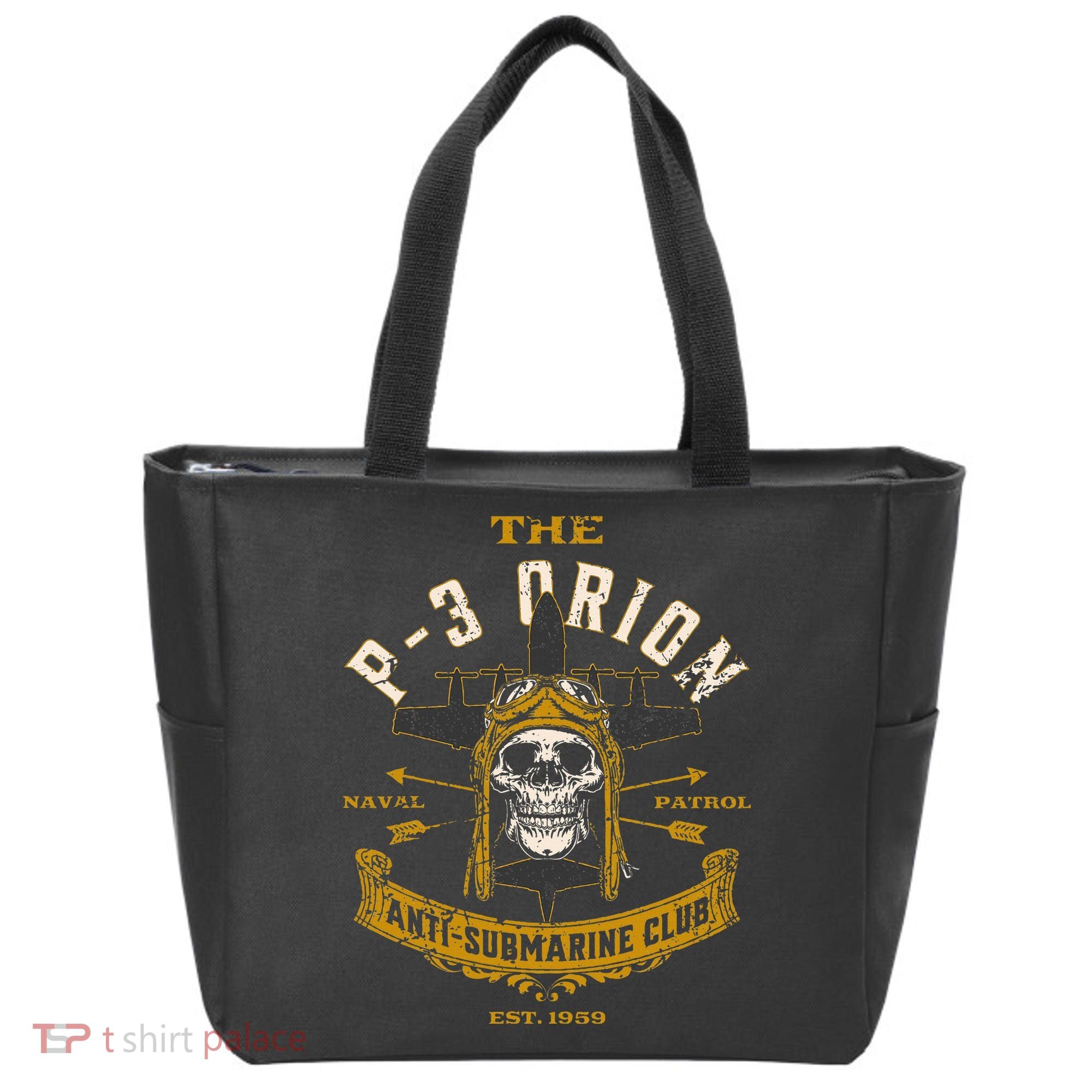 P 3 Orion Anti Submarine Aircraft Skull Distressed Tote Bag
