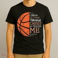 Philippians 4 13 I Can Do All Things Christian Basketball T-Shirt thumb 3