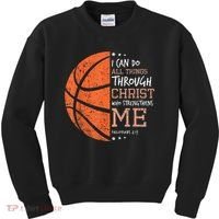 Philippians 4 13 I Can Do All Things Christian Basketball Kids Sweatshirt thumb 0