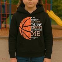 Philippians 4 13 I Can Do All Things Christian Basketball Kids Hoodie thumb 3