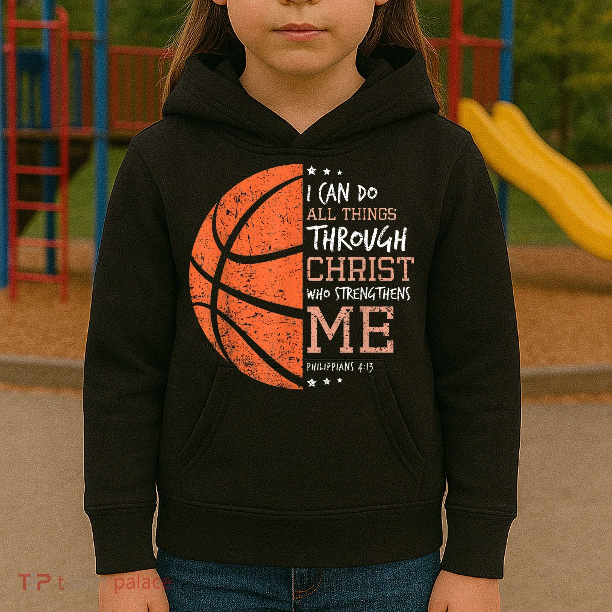 Philippians 4 13 I Can Do All Things Christian Basketball Kids Hoodie