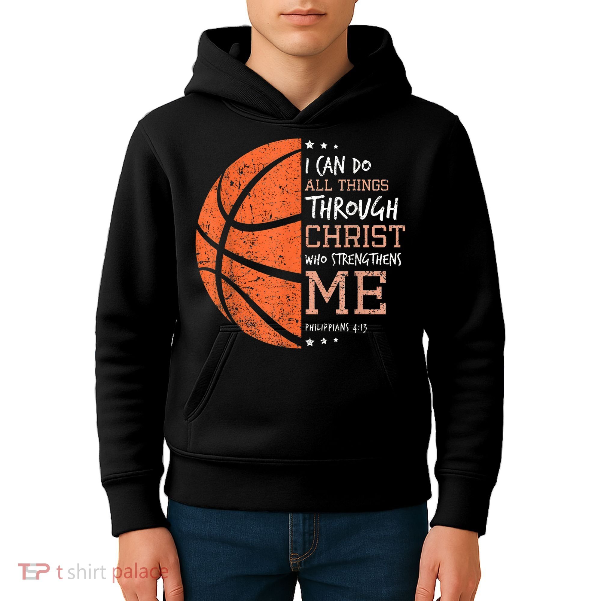 Philippians 4 13 I Can Do All Things Christian Basketball Kids Hoodie