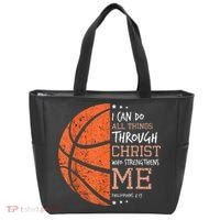 Philippians 4 13 I Can Do All Things Christian Basketball Tote Bag thumb 0