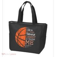 Philippians 4 13 I Can Do All Things Christian Basketball Tote Bag thumb 3