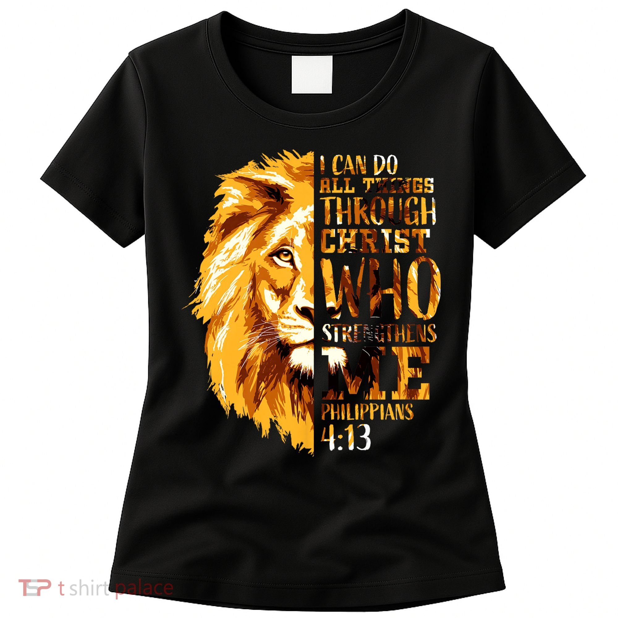 Philippians 4 13 I Can Do All Things Through Christ Who Strengthens Me Lion Women's T-Shirt