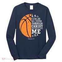 Philippians 4 13 I Can Do All Things Christian Basketball Long Sleeve Shirt thumb 0