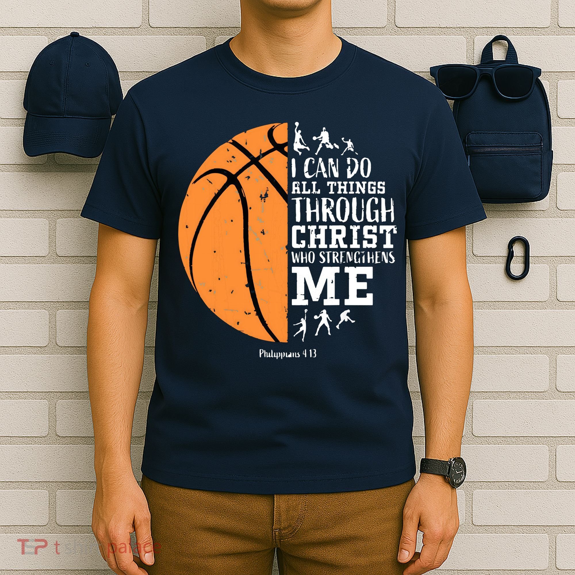 Philippians 4 13 I Can Do All Things Christian Basketball T-Shirt