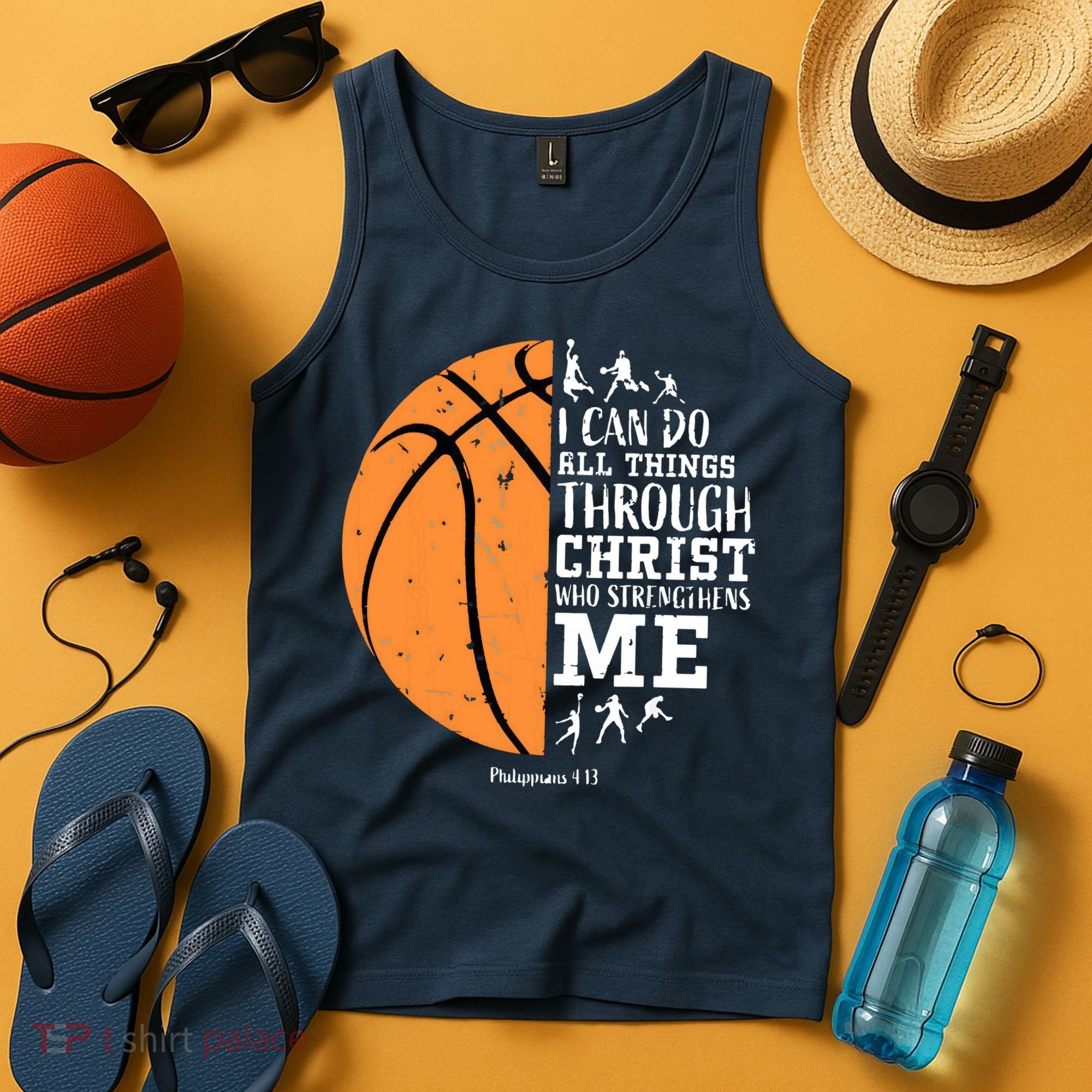 Philippians 4 13 I Can Do All Things Christian Basketball Tank Top