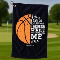 Philippians 4 13 I Can Do All Things Christian Basketball Golf Towel thumb 1