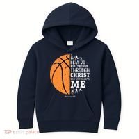 Philippians 4 13 I Can Do All Things Christian Basketball Kids Hoodie thumb 0