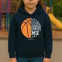 Philippians 4 13 I Can Do All Things Christian Basketball Kids Hoodie thumb 3