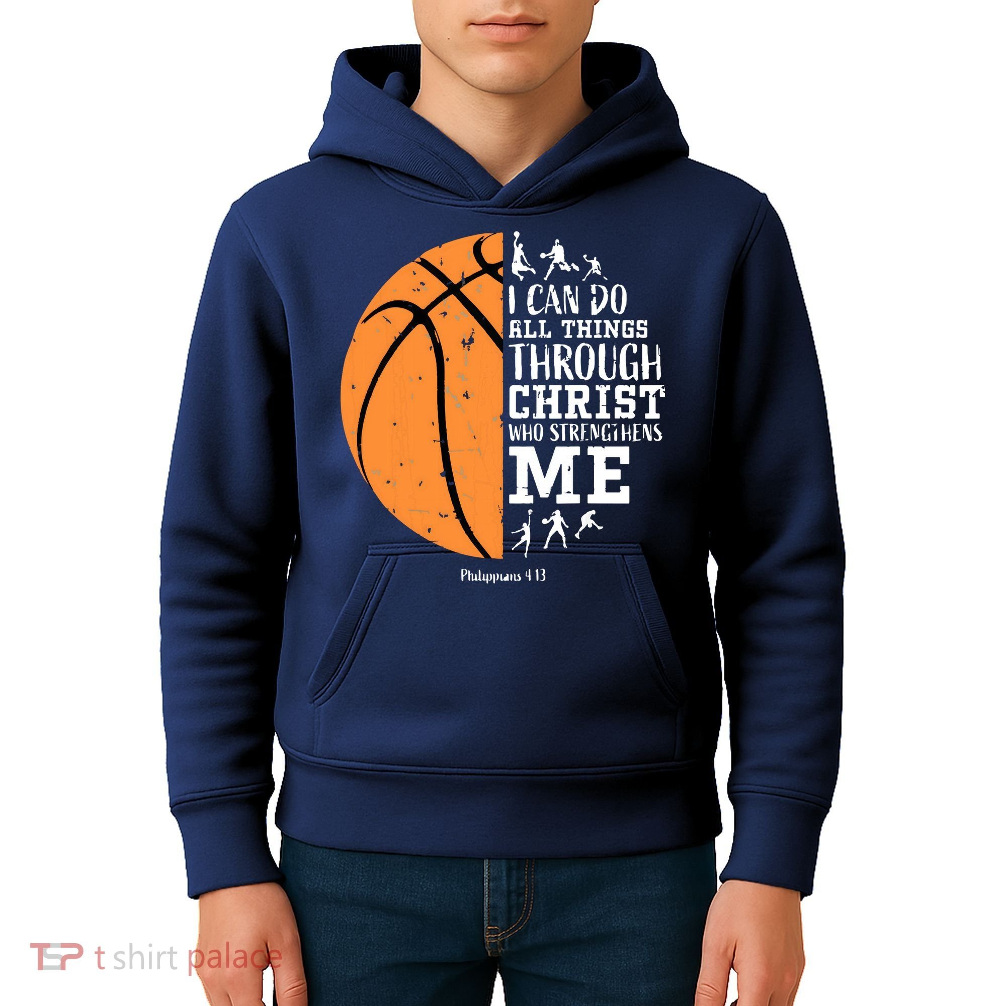 Philippians 4 13 I Can Do All Things Christian Basketball Kids Hoodie