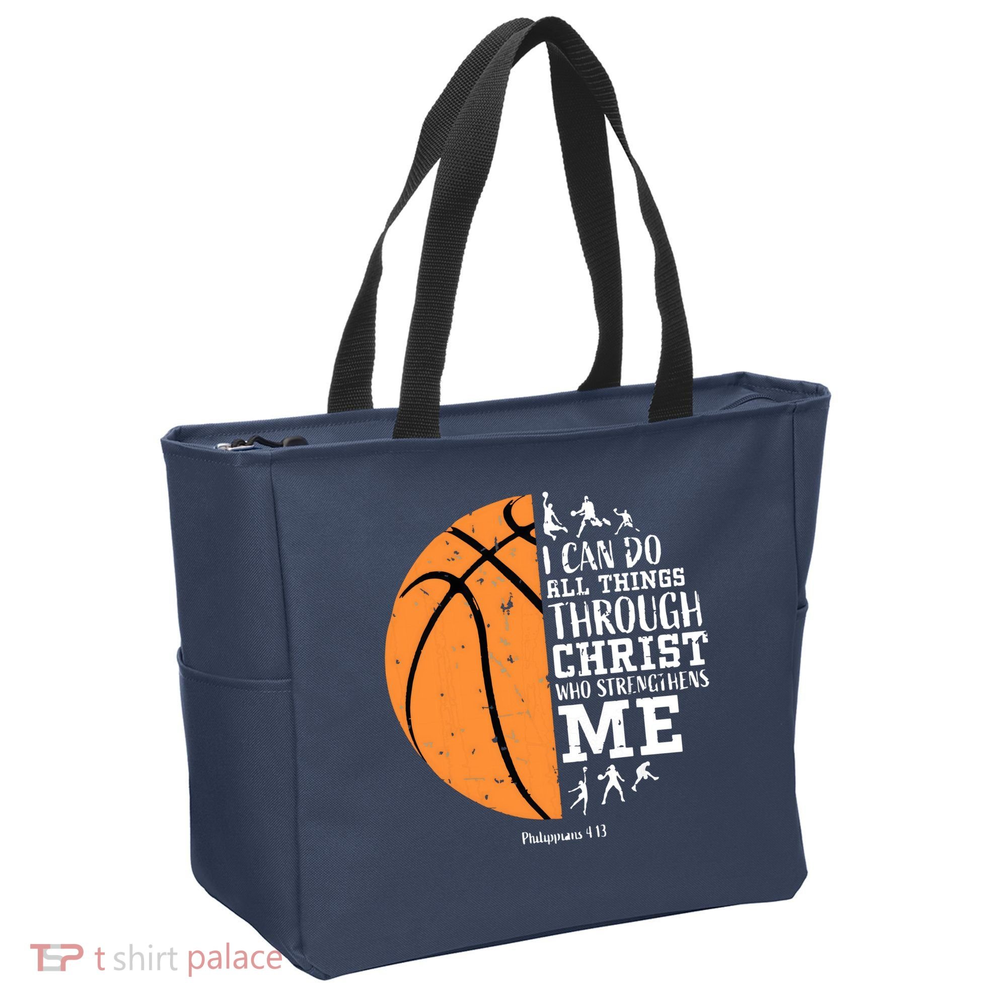 Philippians 4 13 I Can Do All Things Christian Basketball Tote Bag