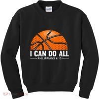 Philippians 4 13 I Can Do All Things Christian Basketball Kids Sweatshirt thumb 0