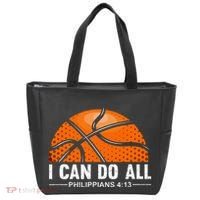 Philippians 4 13 I Can Do All Things Christian Basketball Tote Bag thumb 0