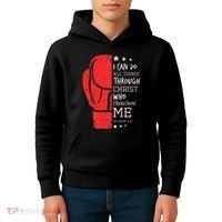 Philippians 4 13 I Can Do All Things Christian Boxing Kids Hoodie thumb 4