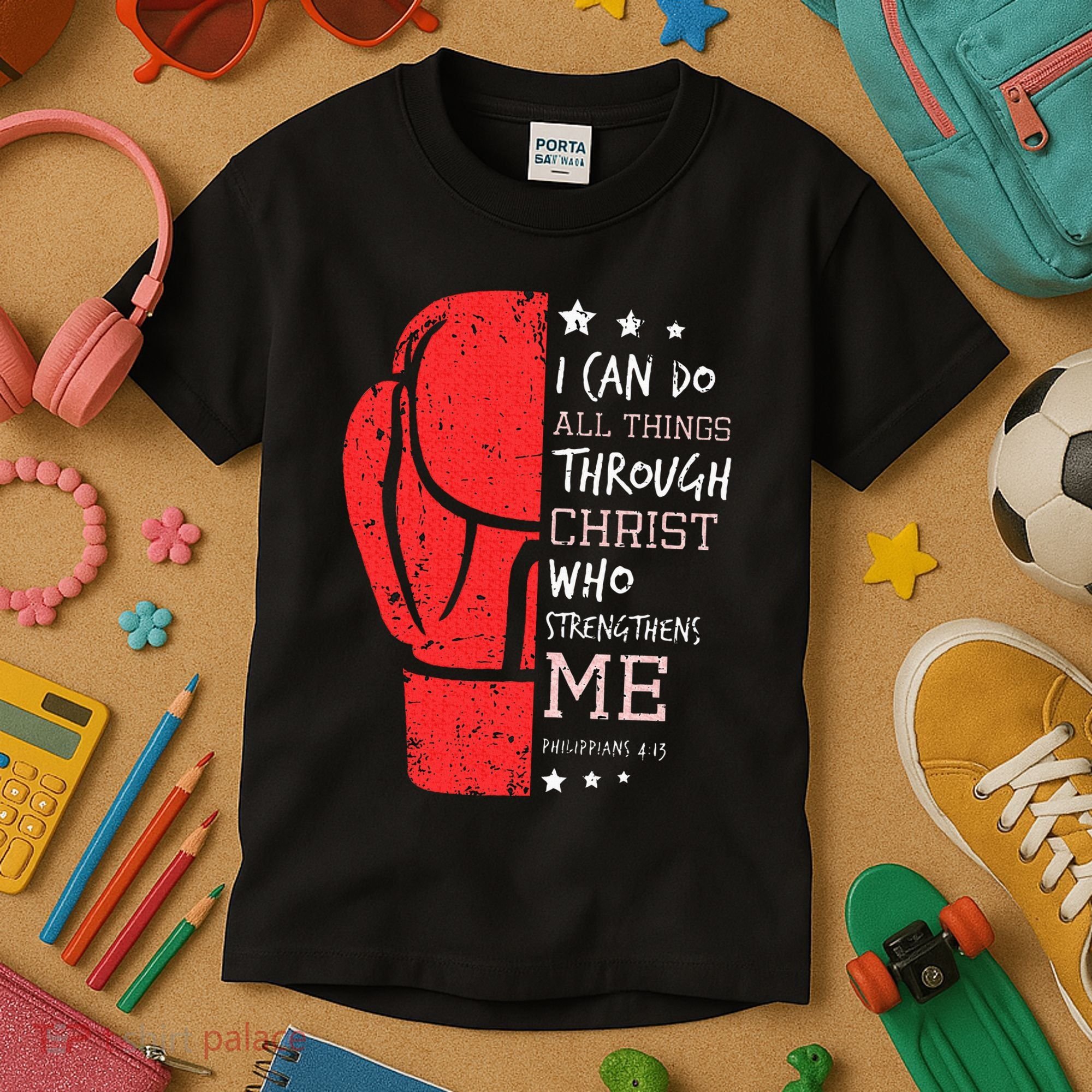 Philippians 4 13 I Can Do All Things Christian Boxing Kids T-Shirt