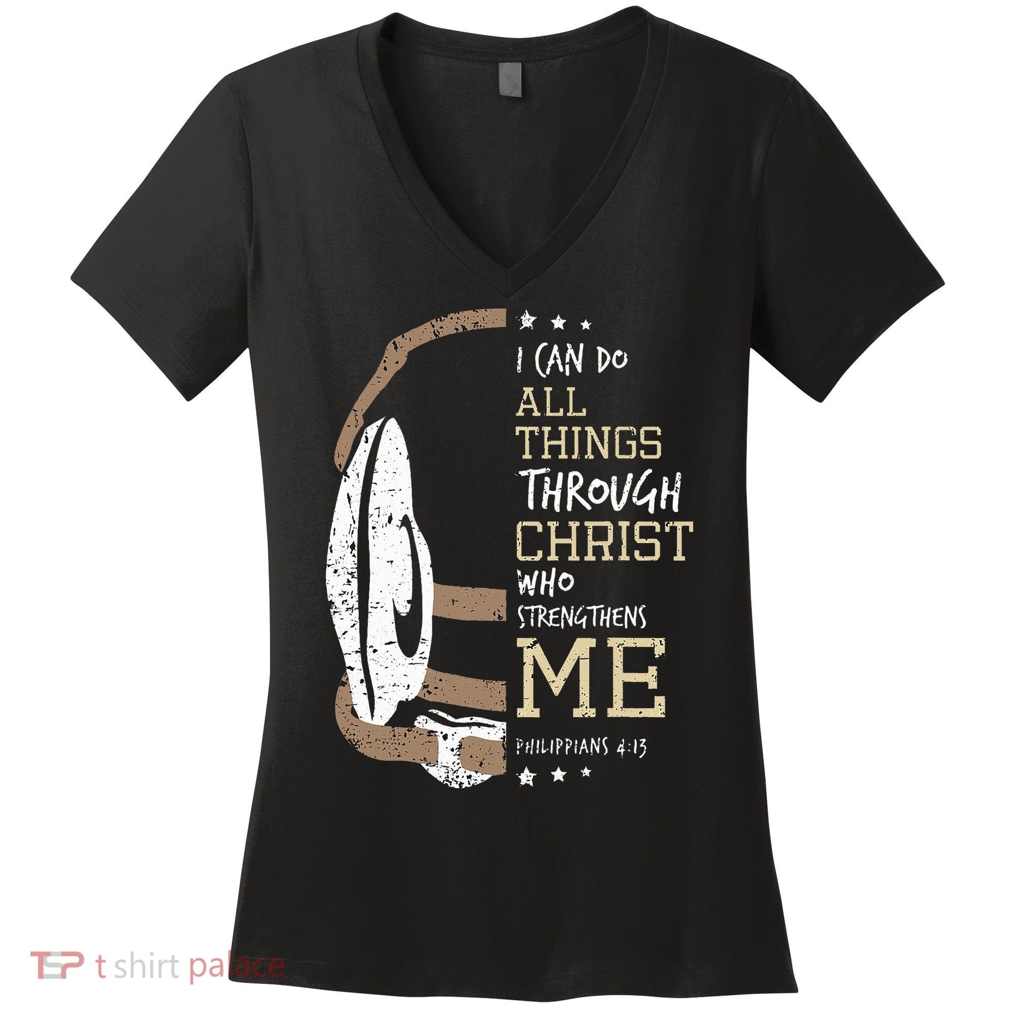 Philippians 4 13 I Can Do All Things Christian Wrestling Women's V-Neck T-Shirt