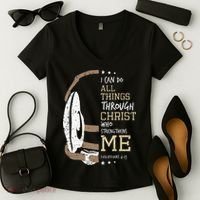 Philippians 4 13 I Can Do All Things Christian Wrestling Women's V-Neck T-Shirt thumb 2