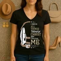 Philippians 4 13 I Can Do All Things Christian Wrestling Women's V-Neck T-Shirt thumb 3
