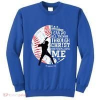 Philippians 4 13 I Can Do All Things Through Christ Who Strengthens Me Baseball Sweatshirt thumb 0