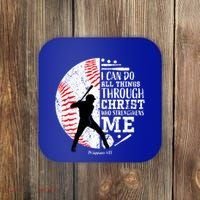 Philippians 4 13 I Can Do All Things Through Christ Who Strengthens Me Baseball Coaster thumb 0