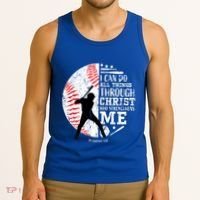 Philippians 4 13 I Can Do All Things Through Christ Who Strengthens Me Baseball Tank Top thumb 3