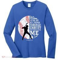 Philippians 4 13 I Can Do All Things Through Christ Who Strengthens Me Baseball Women's Long Sleeve Shirt thumb 0