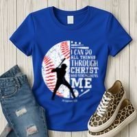 Philippians 4 13 I Can Do All Things Through Christ Who Strengthens Me Baseball Women's T-Shirt thumb 3