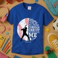 Philippians 4 13 I Can Do All Things Through Christ Who Strengthens Me Baseball Kids T-Shirt thumb 3