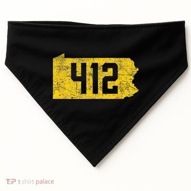 Pittsburgh 412 Area Code Yinzer Retro Souvenir USA-Made Doggie Bandana
