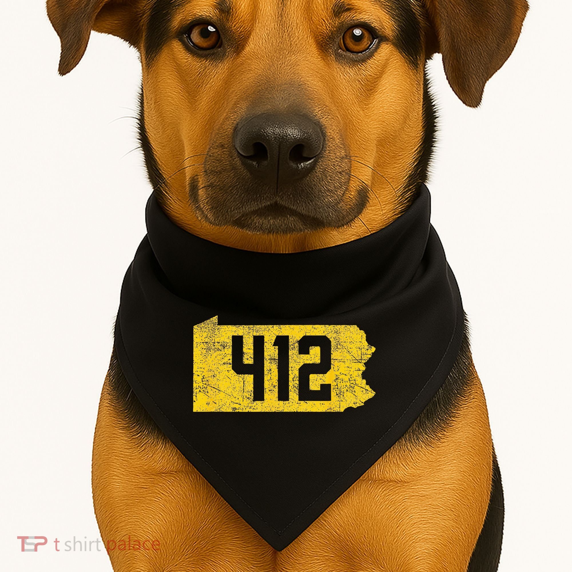 Pittsburgh 412 Area Code Yinzer Retro Souvenir USA-Made Doggie Bandana