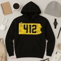 Pittsburgh 412 Area Code Yinzer Retro Souvenir Hoodie thumb 3