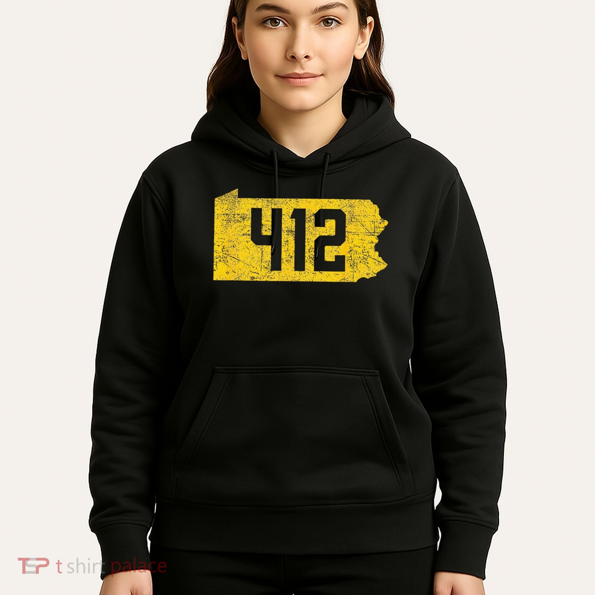 Pittsburgh 412 Area Code Yinzer Retro Souvenir Hoodie
