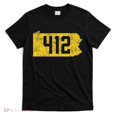 Pittsburgh 412 Area Code Yinzer Retro Souvenir T-Shirt