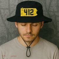 Pittsburgh 412 Area Code Yinzer Retro Souvenir Bucket Hat thumb 2