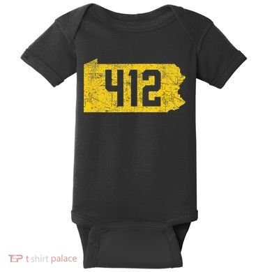 Pittsburgh 412 Area Code Yinzer Retro Souvenir Baby Bodysuit