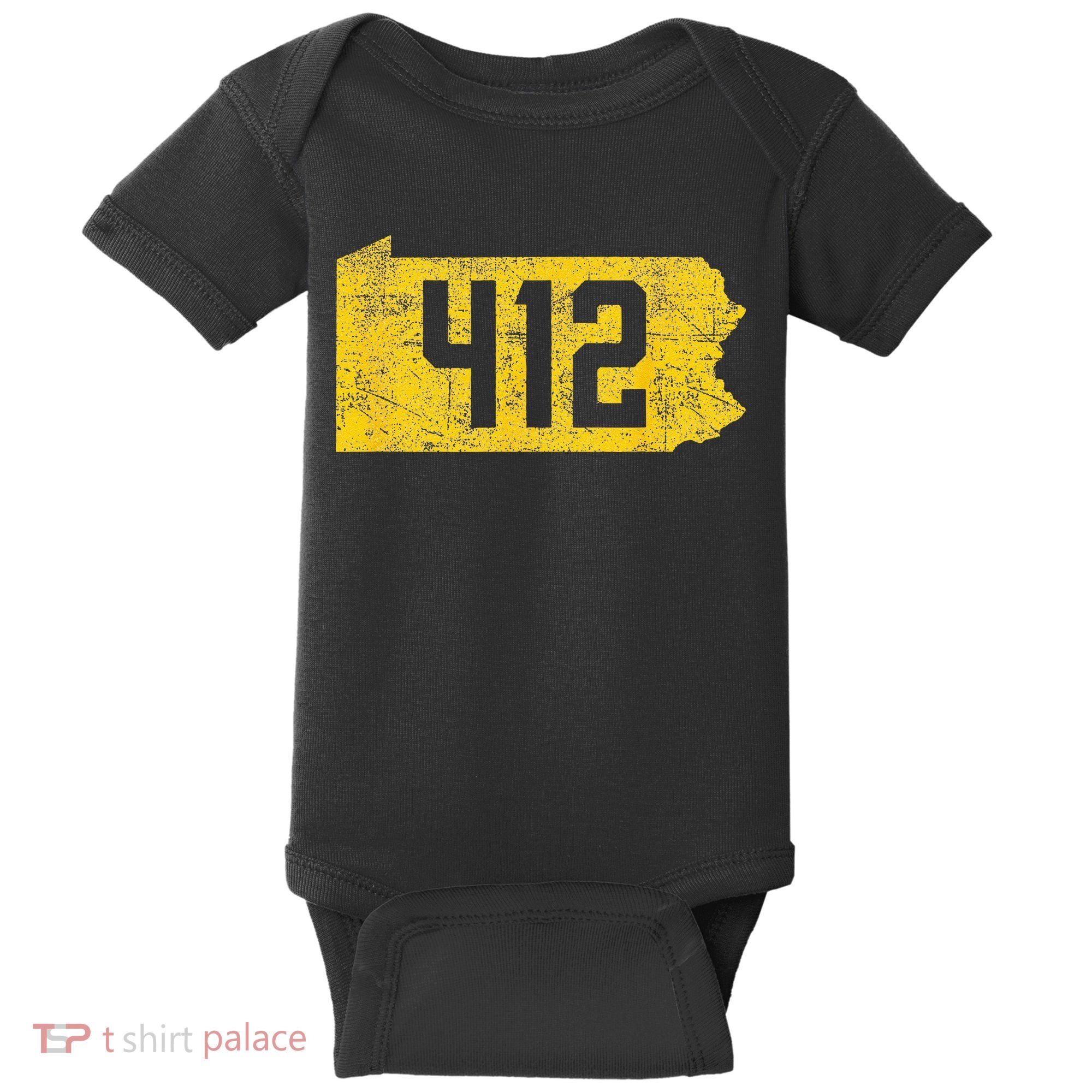 Pittsburgh 412 Area Code Yinzer Retro Souvenir Baby Bodysuit