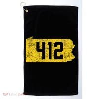 Pittsburgh 412 Area Code Yinzer Retro Souvenir Golf Towel thumb 0