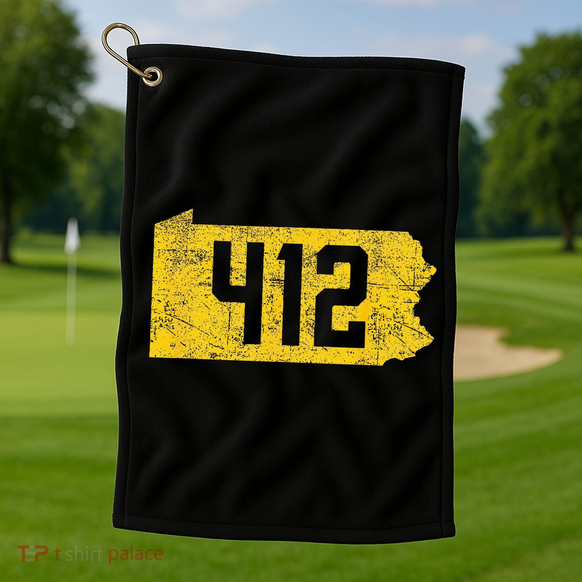 Pittsburgh 412 Area Code Yinzer Retro Souvenir Golf Towel