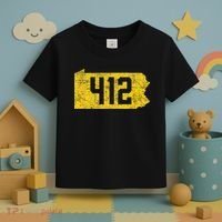 Pittsburgh 412 Area Code Yinzer Retro Souvenir Toddler T-Shirt thumb 3