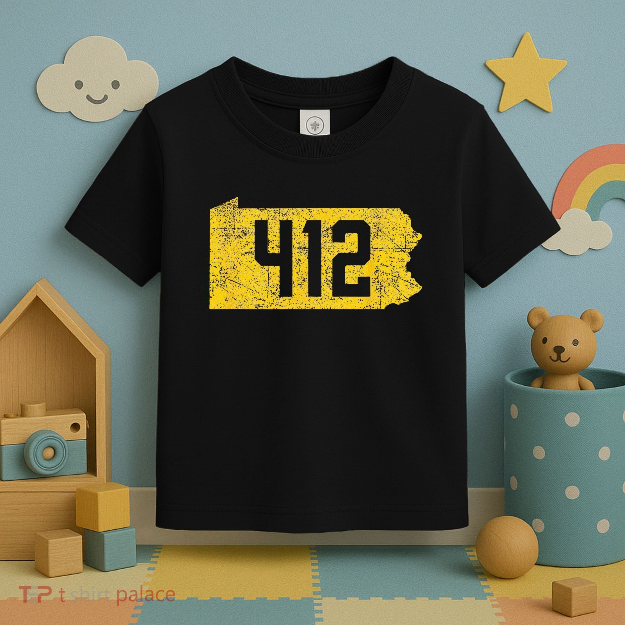 Pittsburgh 412 Area Code Yinzer Retro Souvenir Toddler T-Shirt