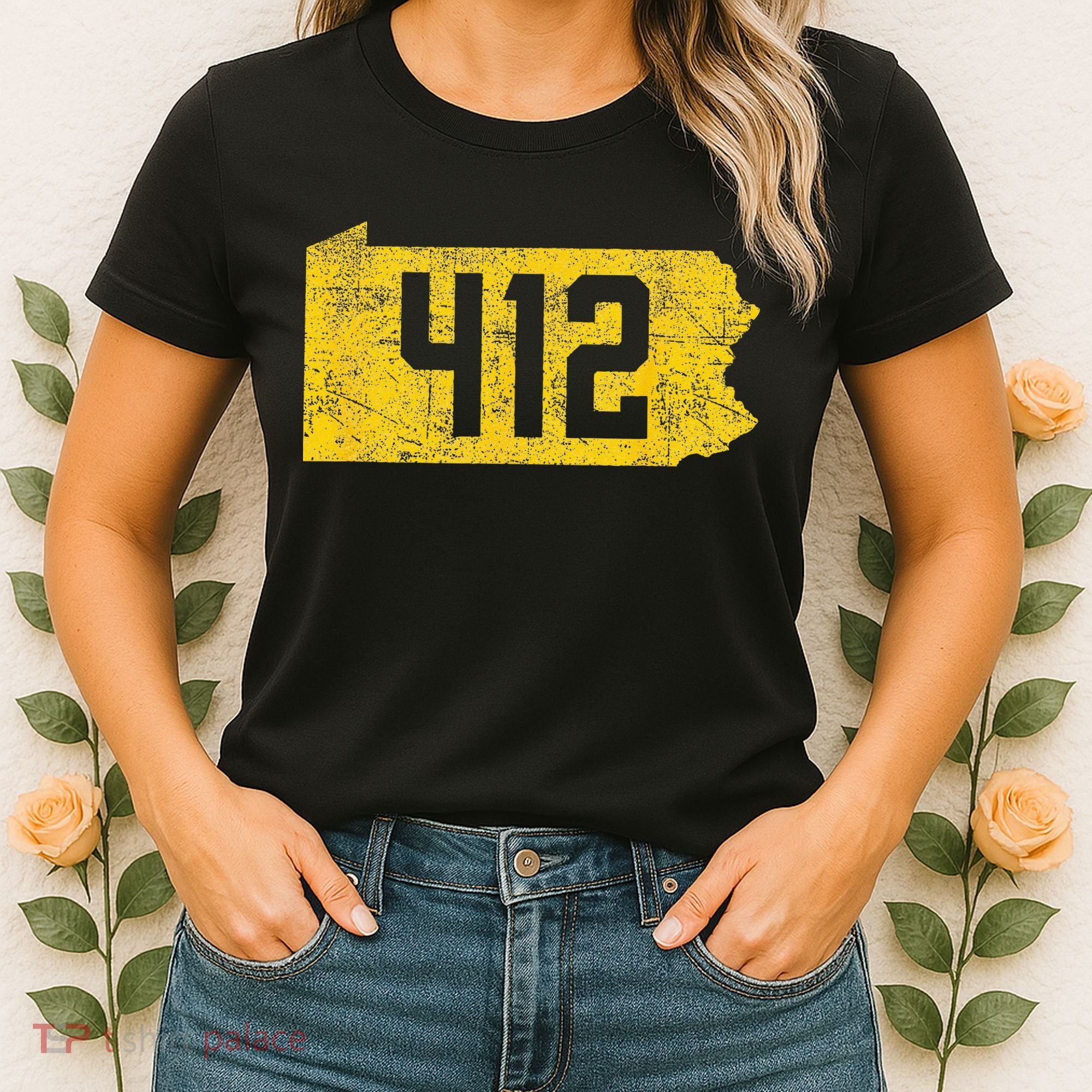 Pittsburgh 412 Area Code Yinzer Retro Souvenir Women's T-Shirt