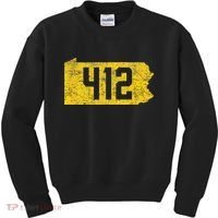 Pittsburgh 412 Area Code Yinzer Retro Souvenir Kids Sweatshirt thumb 0